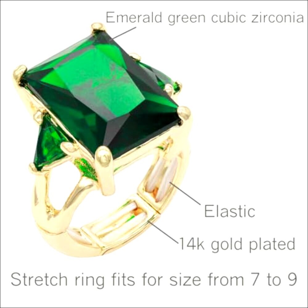 Gold Plated Stretch Statement Ring With Radiant C… - image 2